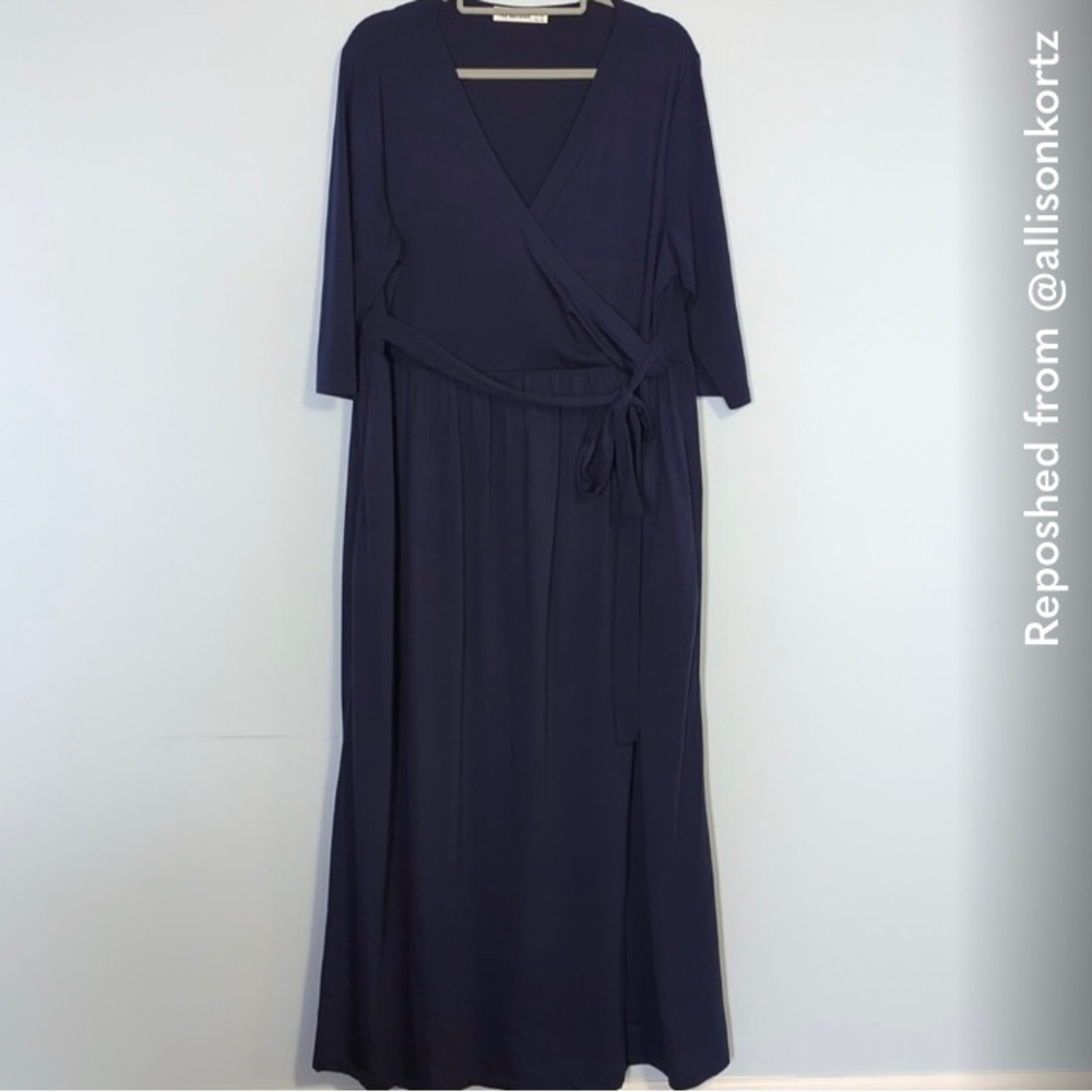 Plus Size Nemidor Blue Wrap Dress